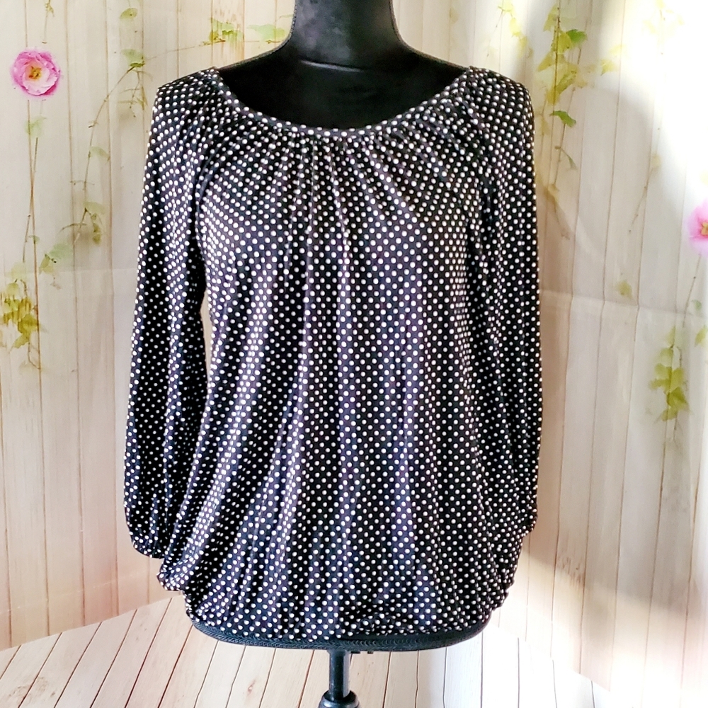 MICHAEL KORS polka dot long sleeve blouse